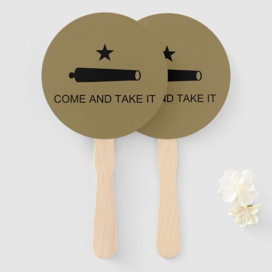 Kom mee! De veldslag van de staat Texas Handwaaier (Voorkant en achterkant)