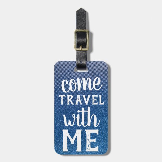 Kom mee met Glitter Ombre Pattern Bagagelabel (Voorkant verticaal)