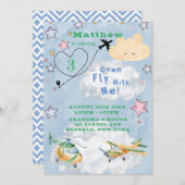 Kom mee met mijn vliegtuigen jongen Birthday party Aankondiging (Voorkant / Achterkant)