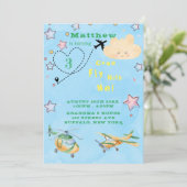 Kom mee met mijn vliegtuigen Jongen Birthday Party Aankondiging (Staand voorkant)