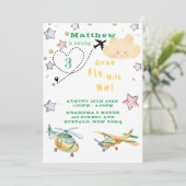 Kom mee met mijn vliegtuigen Jongen Birthday Party Aankondiging (Staand voorkant)