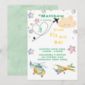 Kom mee met mijn vliegtuigen Jongen Birthday Party Aankondiging (Voorkant / Achterkant)