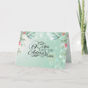 Kom mee naar Adore Him Matthew 2:2 Bijbelkerkerst Feestdagen Kaart