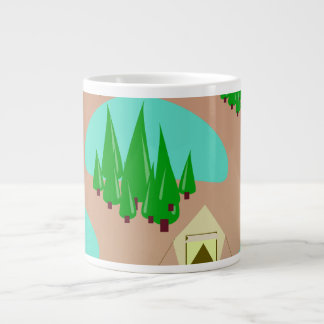 Kom mee naar Camping Retro Style Patroon Grote Koffiekop
