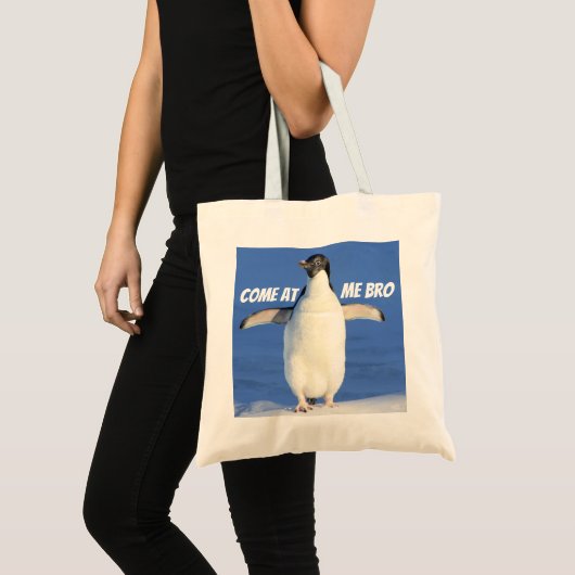 Kom mee naar de Bro Funny Meme Penguin Canvas tas (Voorkant (product))