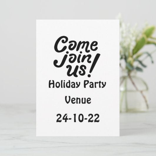 Kom mee naar de feestdag kaart (Staand voorkant)