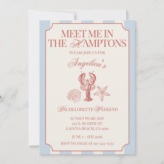 Kom Mee Naar De Hamptons Bachelorette Reisplan en Kaart (Voorkant)