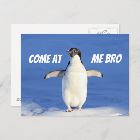Kom mee naar het Bro Meme Penguin Briefkaart (Voorkant / Achterkant)