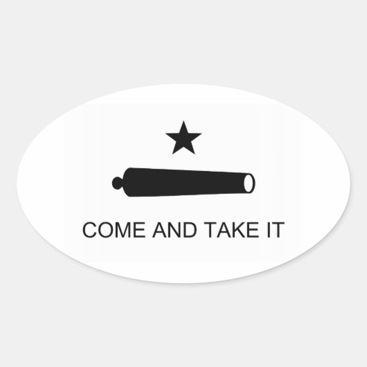 Kom mee naar Texas Flag Battle Battle of Gonzales Ovale Sticker (Voorkant)