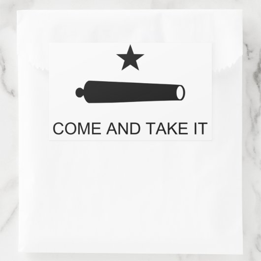 Kom mee. rechthoekige sticker (Tas)