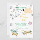 Kom mee vliegen met mijn vliegtuigen jongen Birthd Aankondiging (Voorkant)