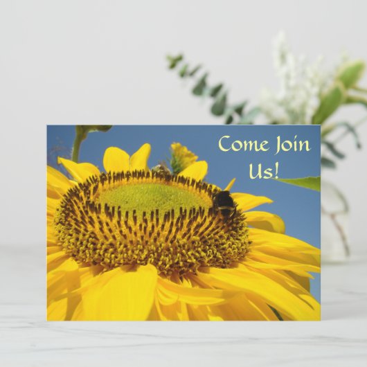 Kom mee! Zonnebloemen bij feestelijke evenementen Kaart (Staand voorkant)