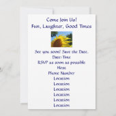 Kom mee! Zonnebloemen bij feestelijke evenementen Kaart (Achterkant)