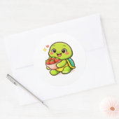 Kom met aardbeien ronde sticker (Envelop)