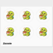 Kom met aardbeien ronde sticker (Vel)
