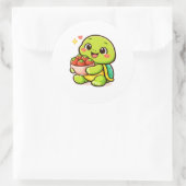 Kom met aardbeien ronde sticker (Tas)