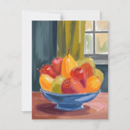 Kom met fruit aquarel schilderij bedankkaart