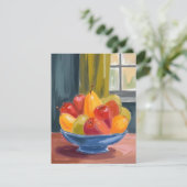 Kom met fruit aquarel schilderij bedankkaart (Staand voorkant)