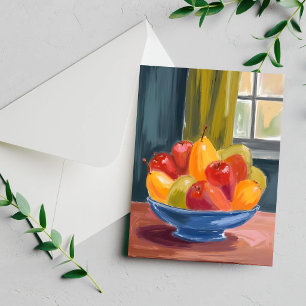 Kom met fruit aquarel schilderij kaart
