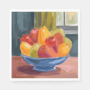 Kom met fruit aquarelschildering servet