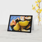 Kom met gesneden pruimenfruit kaart (Gele Bloem)