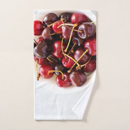 kom met kersen handdoek (Handdoek)