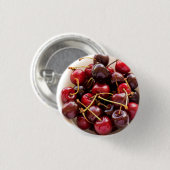 kom met kersen ronde button 3,2 cm (Voorkant /achterkant)