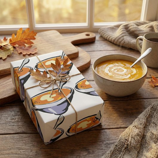Kom met lepel tomatensoepkom cadeaupapier