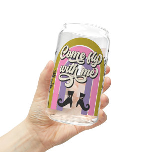 Kom met me vliegen met deze Halloween glas, herfst Blikvorm Glas
