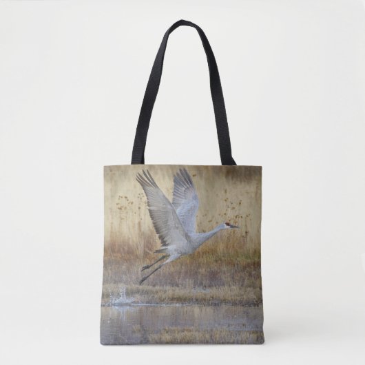 Kom met me vliegen Sandhill Crane Tote Bag (Voorkant)
