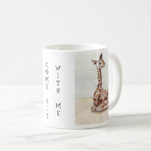 "Kom met me zitten" Giraffe Cup Koffiemok (Voorkant rechts)