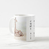 "Kom met me zitten" Giraffe Cup Koffiemok (Voorkant links)