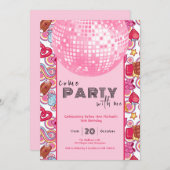 Kom met mij feesten roze verjaardagsuitnodiging kaart (Voorkant / Achterkant)