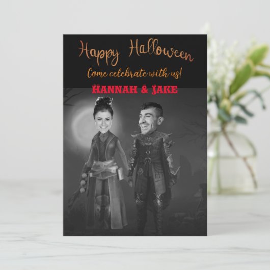 Kom met ons Halloween vieren Kaart (Staand voorkant)