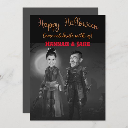 Kom met ons Halloween vieren Kaart (Voorkant / Achterkant)