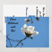 Kom met ons mee vieren! Uitnodigingen Blauw Wit (Voorkant / Achterkant)