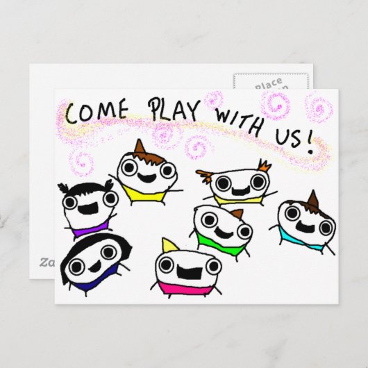 "Kom met ons spelen" Briefkaart (Voorkant / Achterkant)