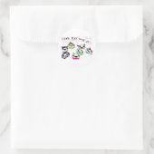 "Kom met ons spelen" Ronde Sticker (Tas)