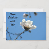 Kom met ons vieren! Uitnodigingen Blauw Wit (Voorkant)