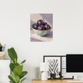 Kom met pruimen in potlood Kunstprint Poster (Thuiskantoor)