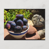 Kom met vijgenfruit op steen briefkaart (Voorkant)