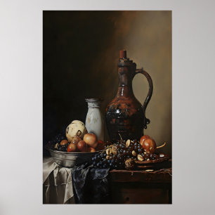Kom met Vruchten Donkere Academie, Antieke Schilde Poster