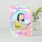 Kom mijn verjaardag vieren - Uitnodigingen (Staand voorkant)