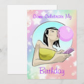 Kom mijn verjaardag vieren - Uitnodigingen (Voorkant / Achterkant)