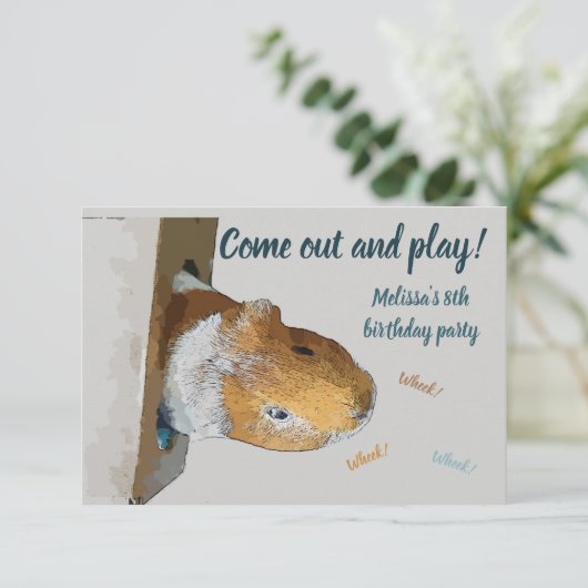 Kom naar buiten en speel uitnodiging voor cavia-fe (Staand voorkant)