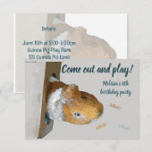 Kom naar buiten en speel uitnodiging voor cavia-fe (Voorkant / Achterkant)