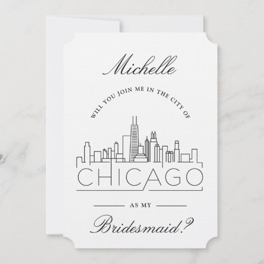 Kom naar Chicago | Bruidsfeestverzoek Kaart (Voorkant)