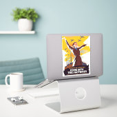 Kom naar de Fabrieken Sticker (Laptop op bureau)