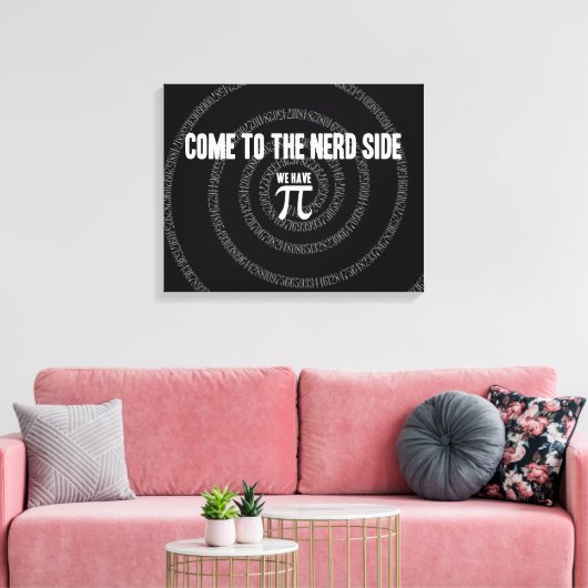 Kom naar de nerd voor Pi op Black Canvas Afdruk (Insitu (Woonkamer))