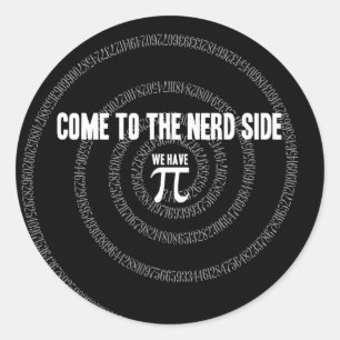 Kom naar de nerd voor Pi op Black Ronde Sticker